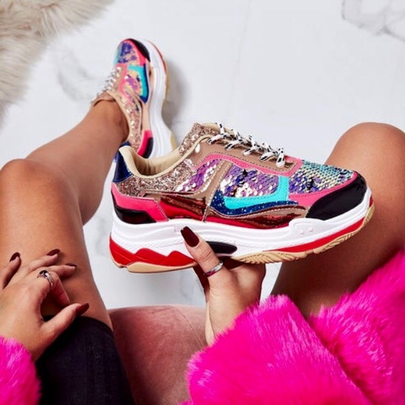 sequin chunky sneakers